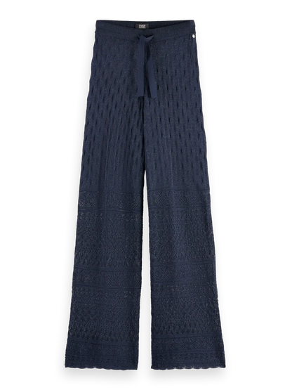 Metallic Pointelle Knit Trouser