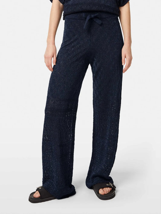 Metallic Pointelle Knit Trouser
