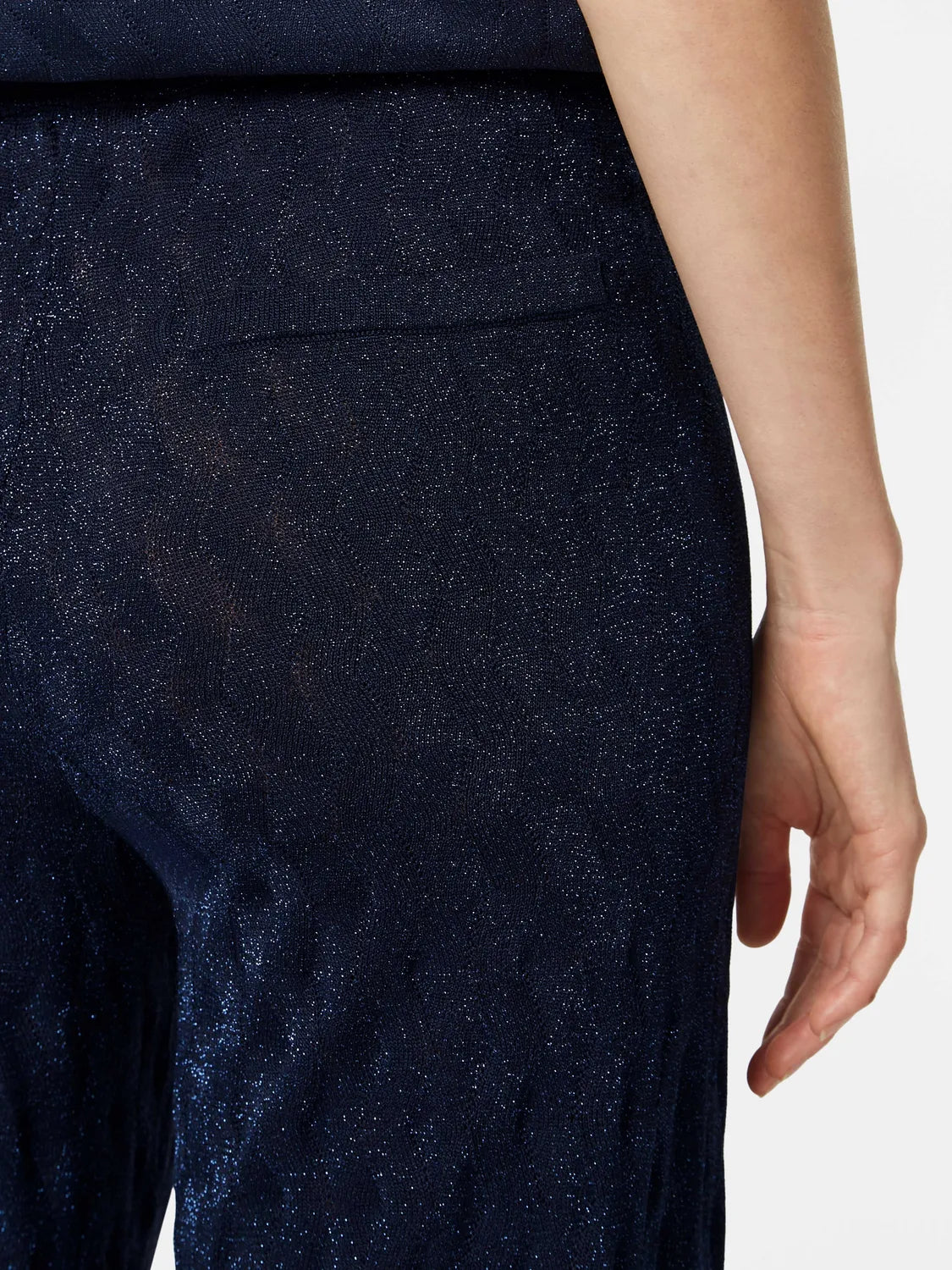 Metallic Pointelle Knit Trouser