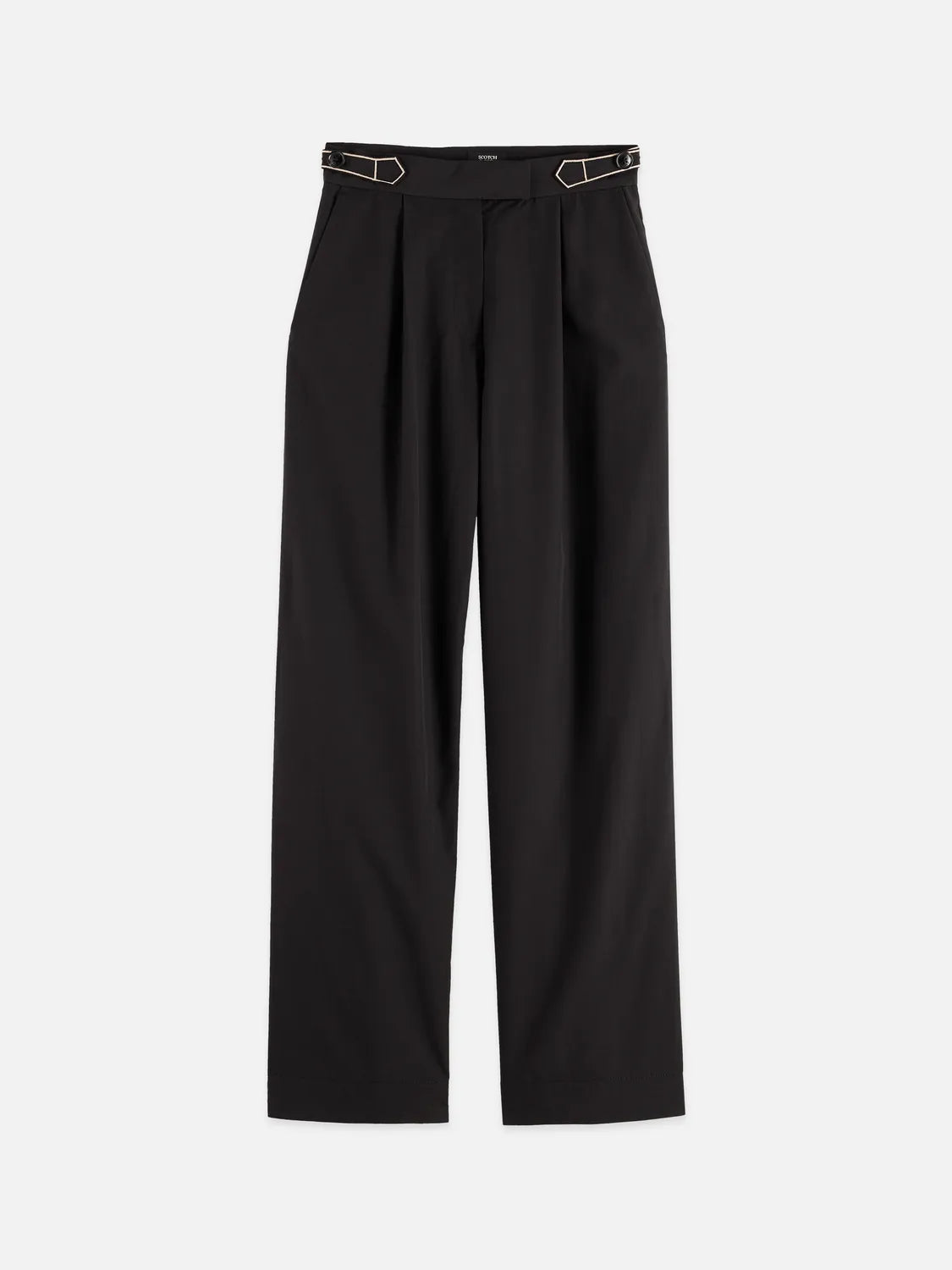 Quinn - Mid Rise Wide Leg Pants With Cross-Stitching