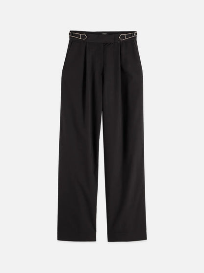 Quinn - Mid Rise Wide Leg Pants With Cross-Stitching