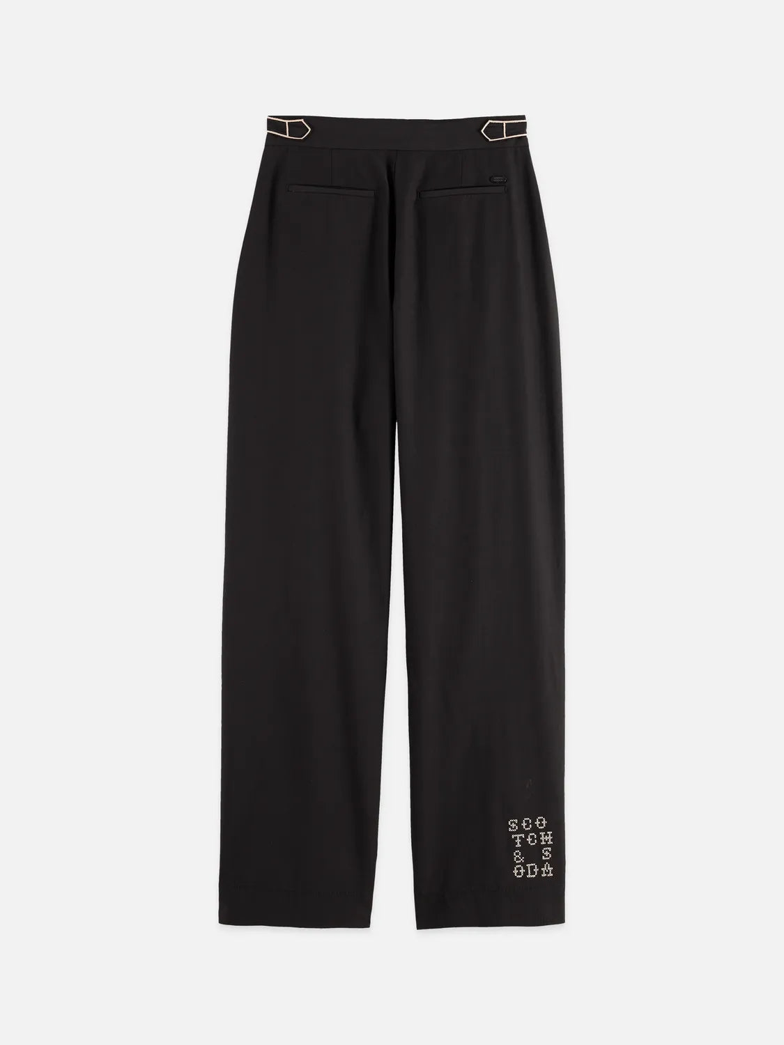 Quinn - Mid Rise Wide Leg Pants With Cross-Stitching