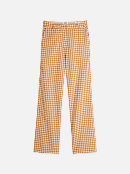 Edie - Linen Gingham High Rise Wide Leg Pants