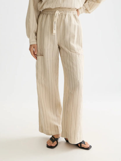 Noa - Linen High-Rise Wide-Leg Relaxed Pull On Pants