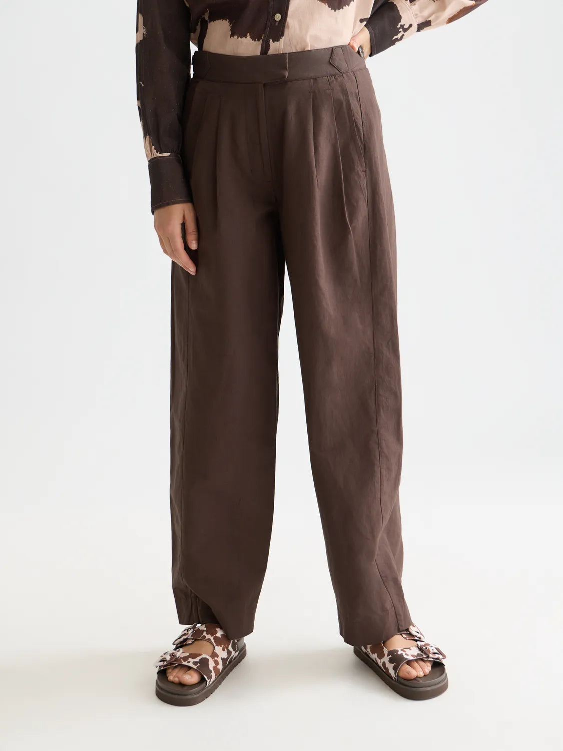 Quinn - Mid Rise Wide Leg Linen Cotton Pants