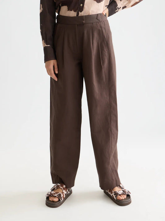 Quinn - Mid Rise Wide Leg Linen Cotton Pants