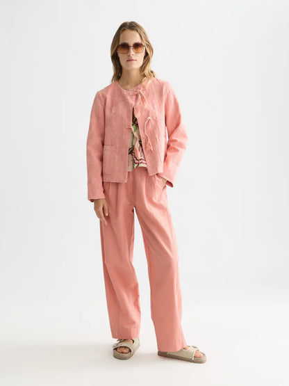Quinn - Mid Rise Wide Leg Linen Cotton Pants