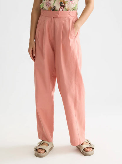 Quinn - Mid Rise Wide Leg Linen Cotton Pants