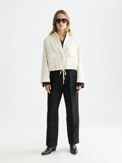 Raine Studded High Rise Wide Leg Pants