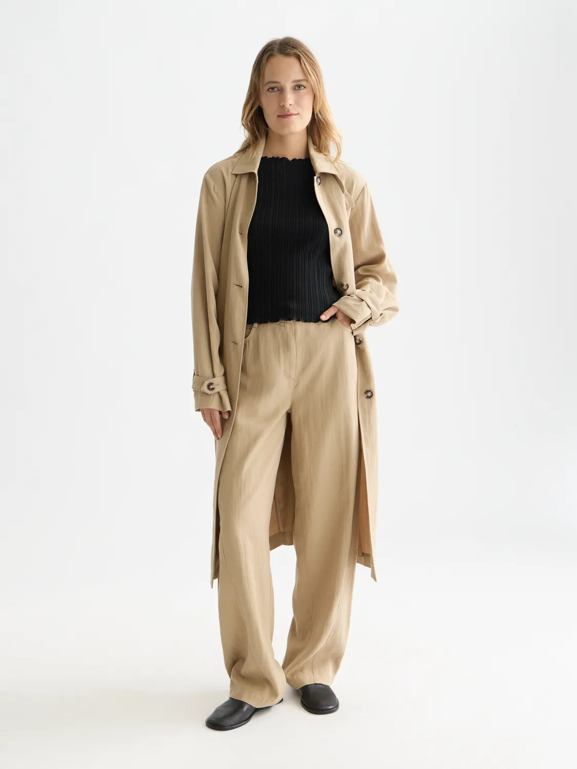 Lotus - Twill High Rise Barrel Leg Pants