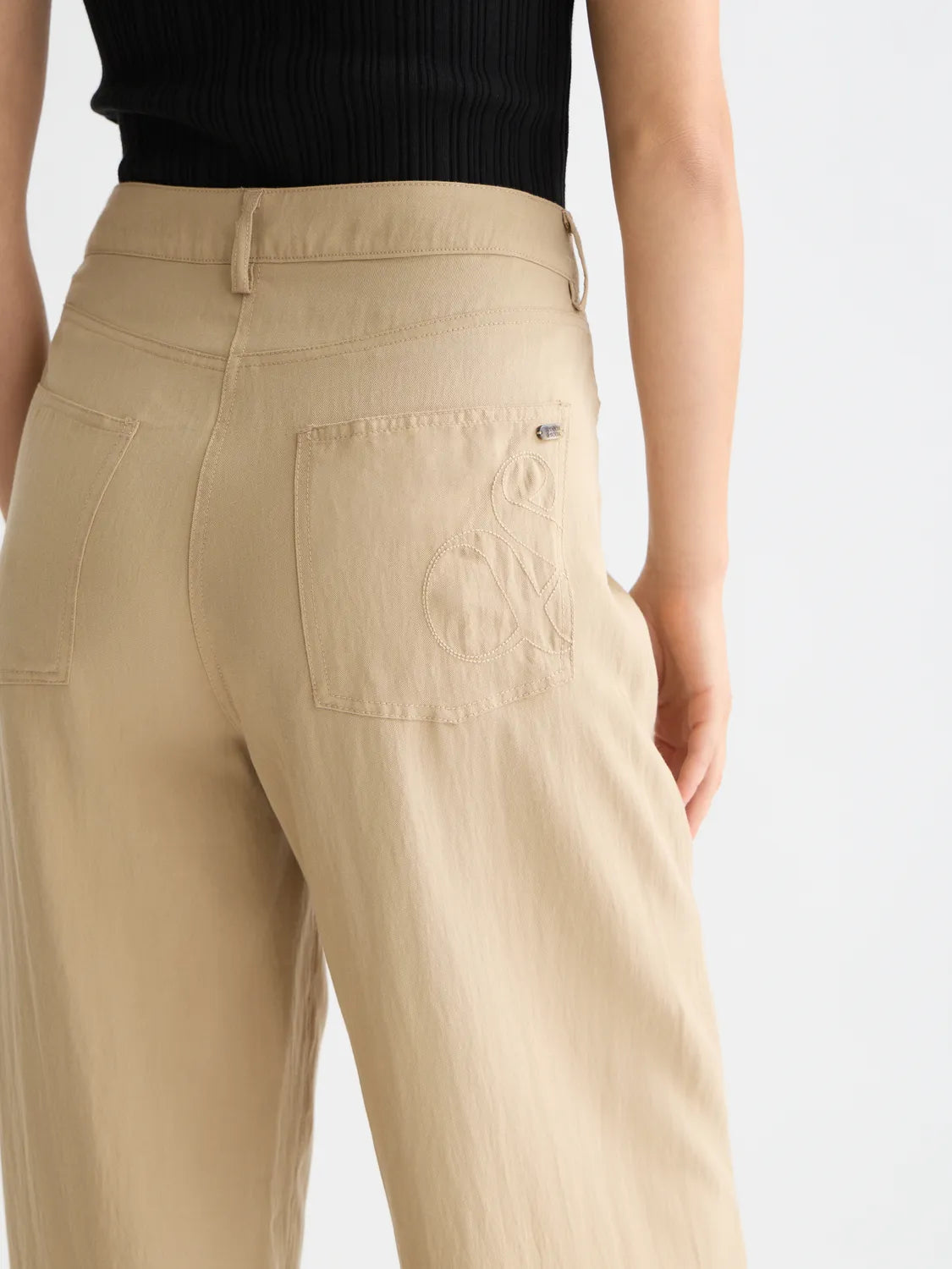 Lotus - Twill High Rise Barrel Leg Pants