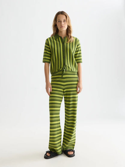 Textured Stripe Knitted Trousers
