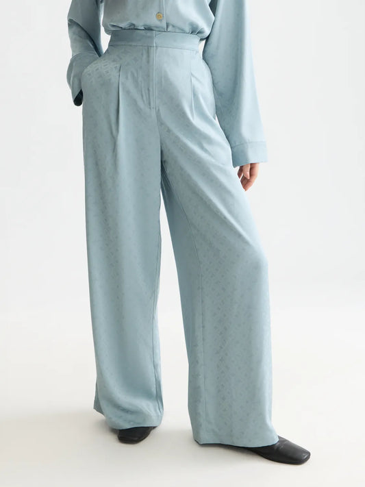 Eleni - High-Rise Wide-Leg Jacquard Pants