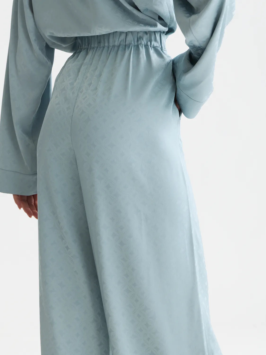 Eleni - High-Rise Wide-Leg Jacquard Pants