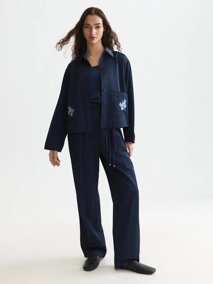 Faye - High-Rise Tapered Leg Satin Cargo Pant
