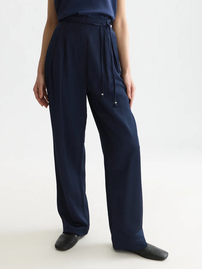 Faye - High-Rise Tapered Leg Satin Cargo Pant