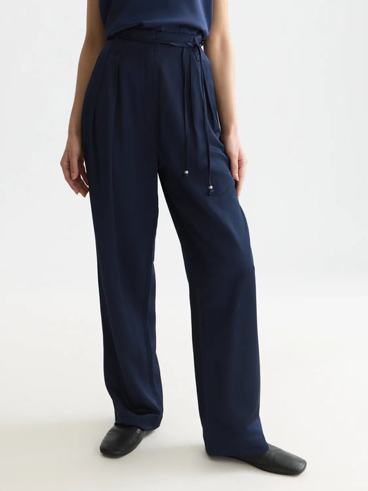 Faye - High-Rise Tapered Leg Satin Cargo Pant