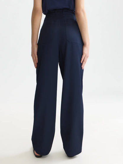 Faye - High-Rise Tapered Leg Satin Cargo Pant