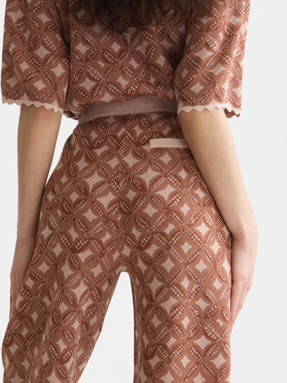Jacquard Knitted Relaxed-Fit Trousers