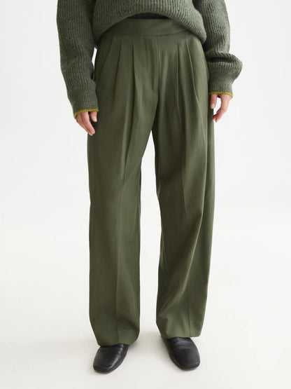 Quinn - Mid-Rise Wide-Leg Gabardine Pants