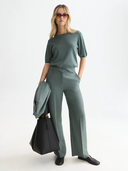 Edie - High-Rise Wide-Leg Lyocell Blend Pants
