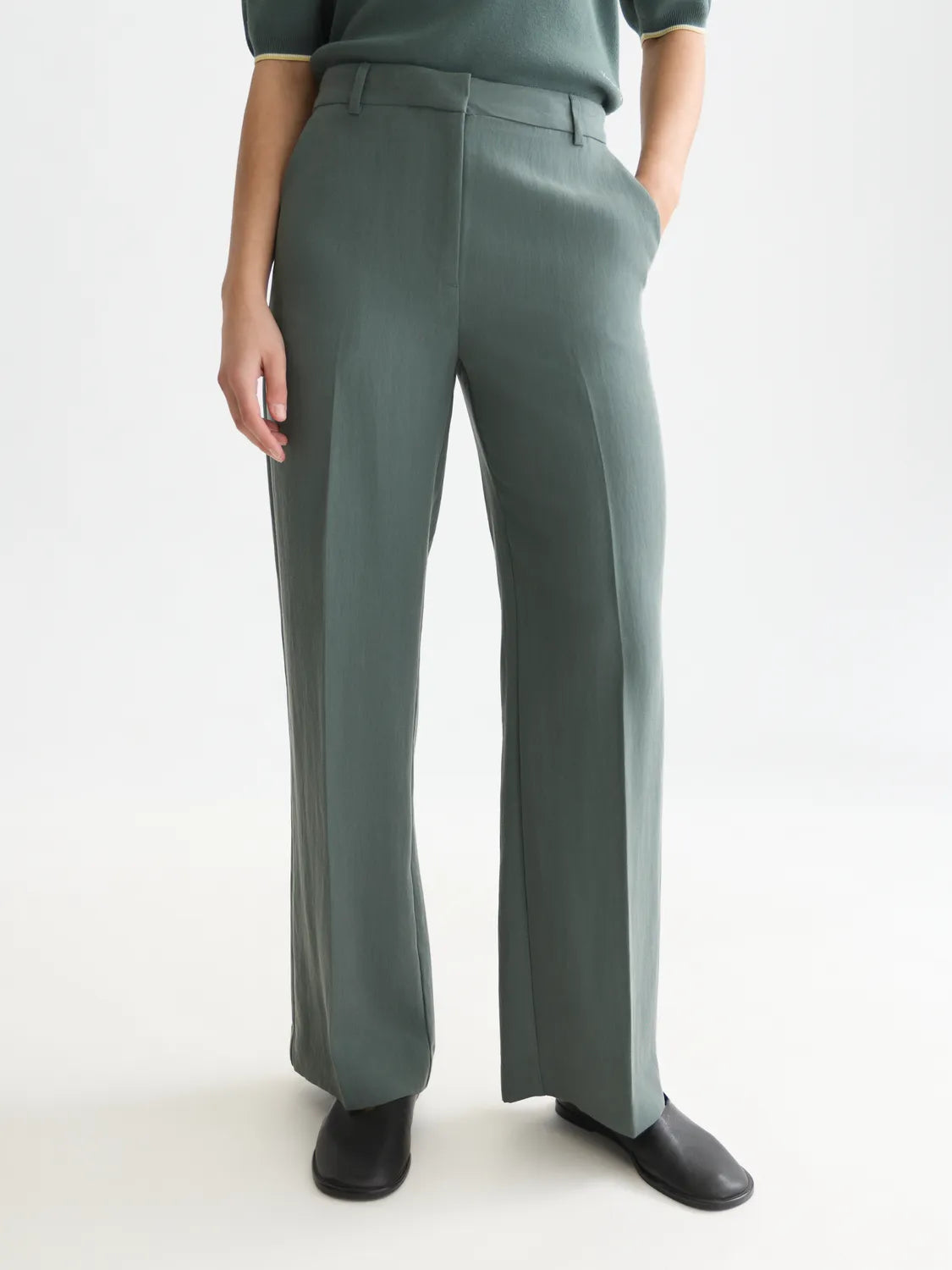 Edie - High-Rise Wide-Leg Lyocell Blend Pants