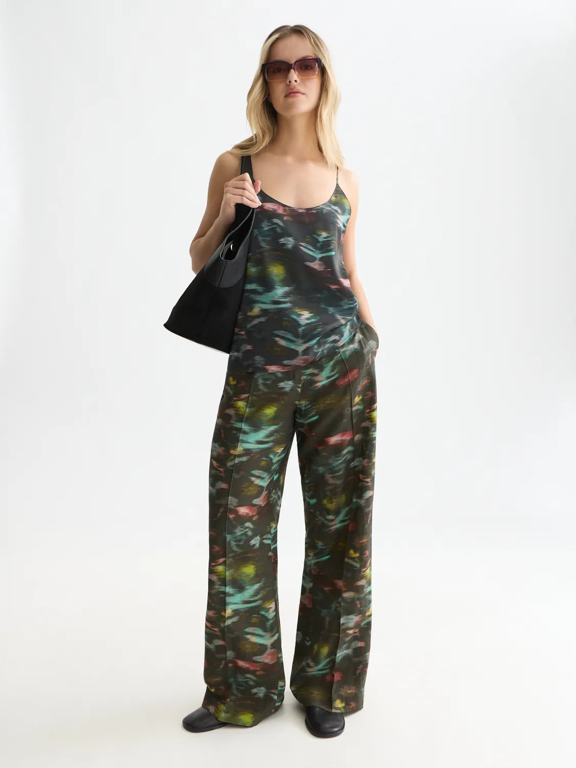 Lou - High-Rise Wide-Leg Printed Pants