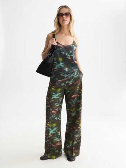 Lou - High-Rise Wide-Leg Printed Pants