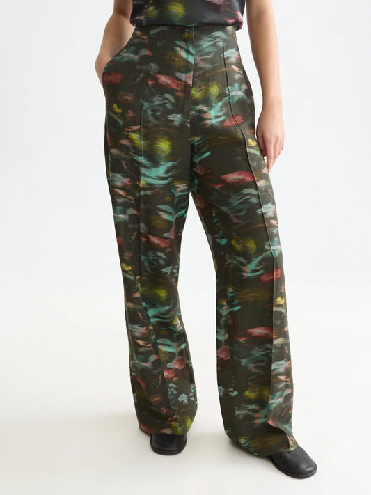 Lou - High-Rise Wide-Leg Printed Pants