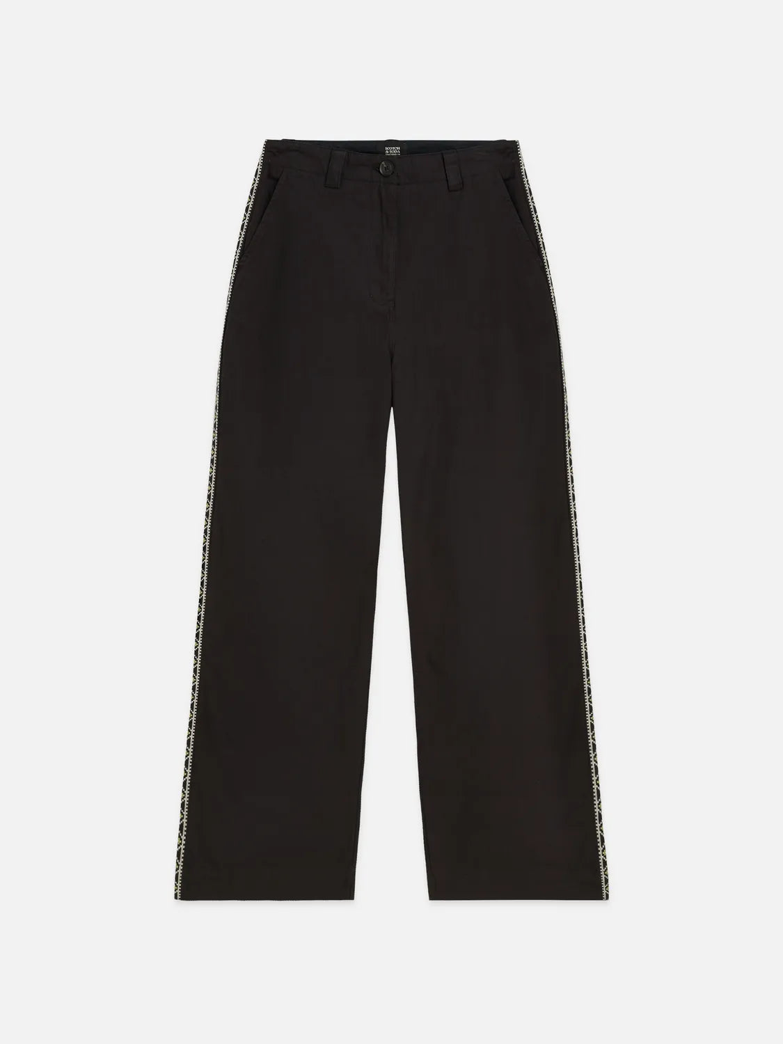 Cleo - High-Rise Wide-Leg Embroidered Workwear Pants