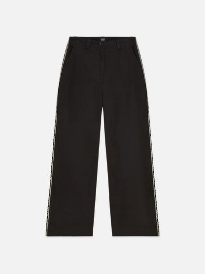 Cleo - High-Rise Wide-Leg Embroidered Workwear Pants
