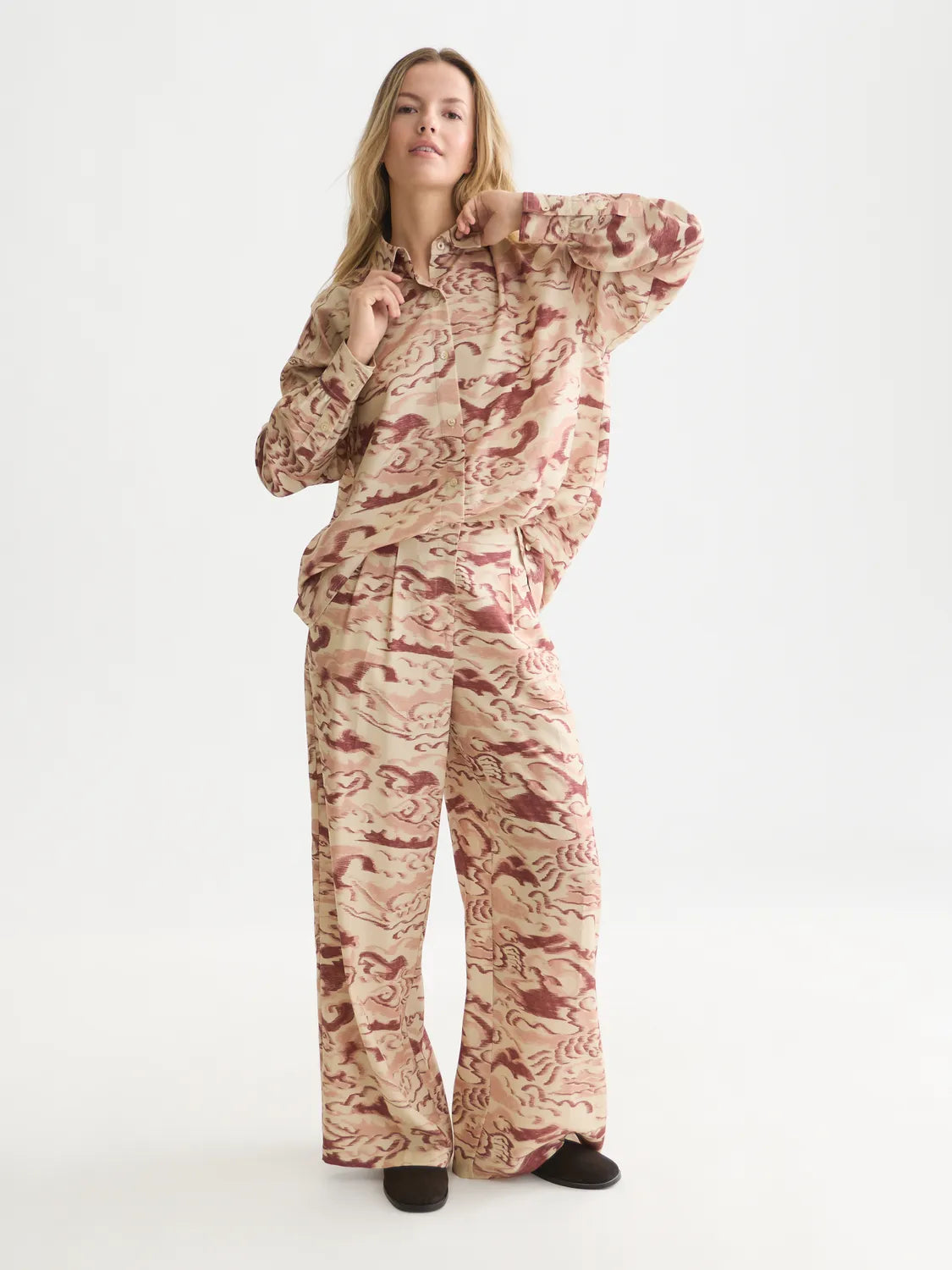 Eleni - High-Rise Wide-Leg Printed Pants