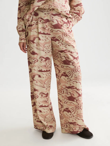 Eleni - High-Rise Wide-Leg Printed Pants