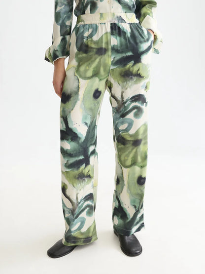 Gia - Mid-Rise Wide-Leg Printed Pull-On Pants