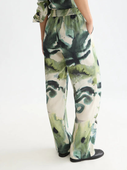 Gia - Mid-Rise Wide-Leg Printed Pull-On Pants
