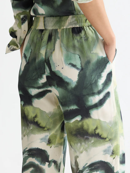 Gia - Mid-Rise Wide-Leg Printed Pull-On Pants