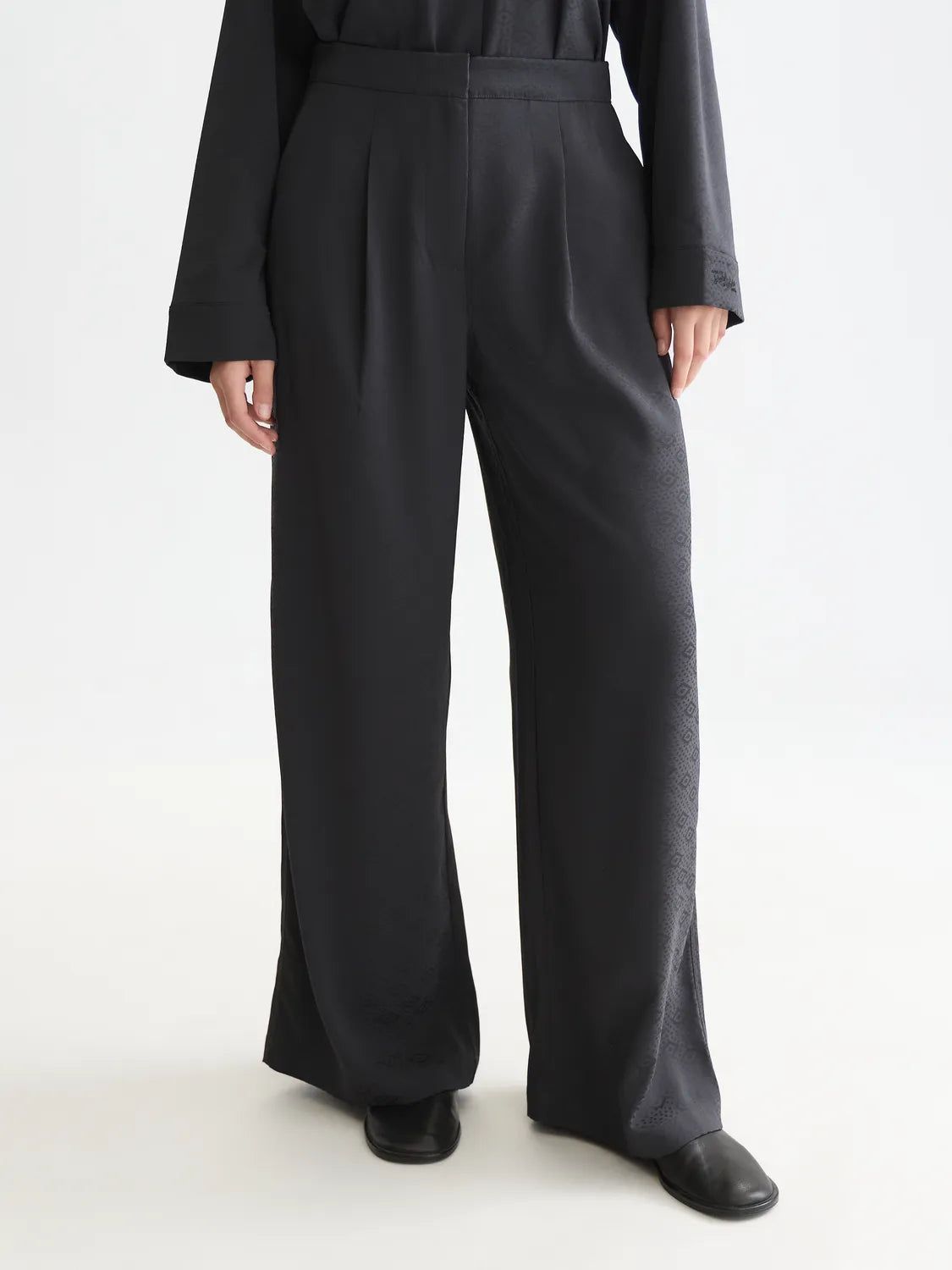 Eleni - High-Rise Wide-Leg Jacquard Pants