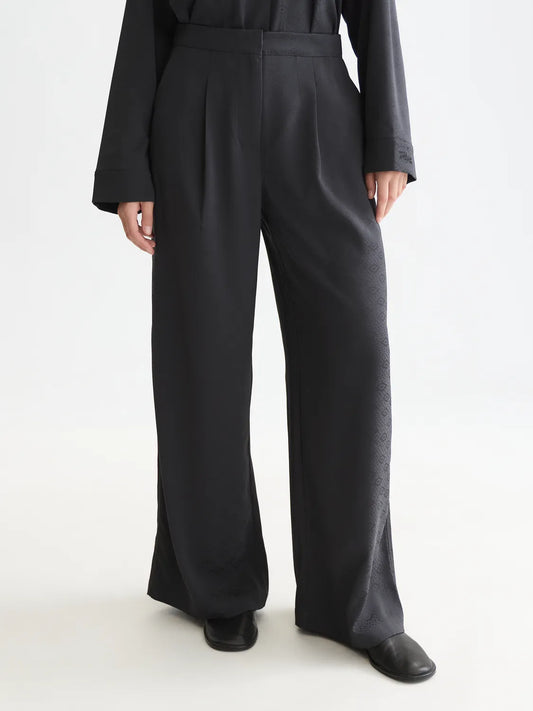 Eleni - High-Rise Wide-Leg Jacquard Pants