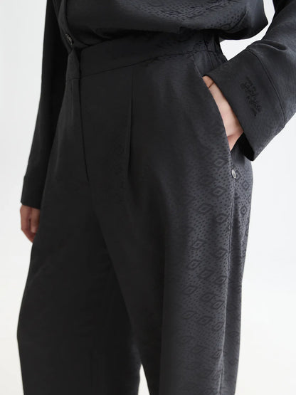 Eleni - High-Rise Wide-Leg Jacquard Pants
