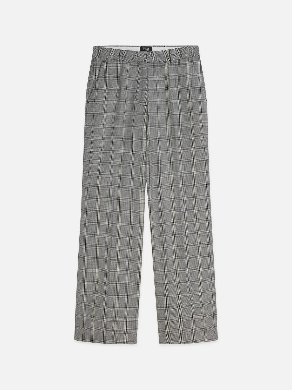 Edie - High-Rise Wide-Leg Checked Pants