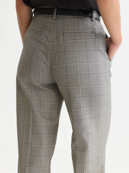 Edie - High-Rise Wide-Leg Checked Pants
