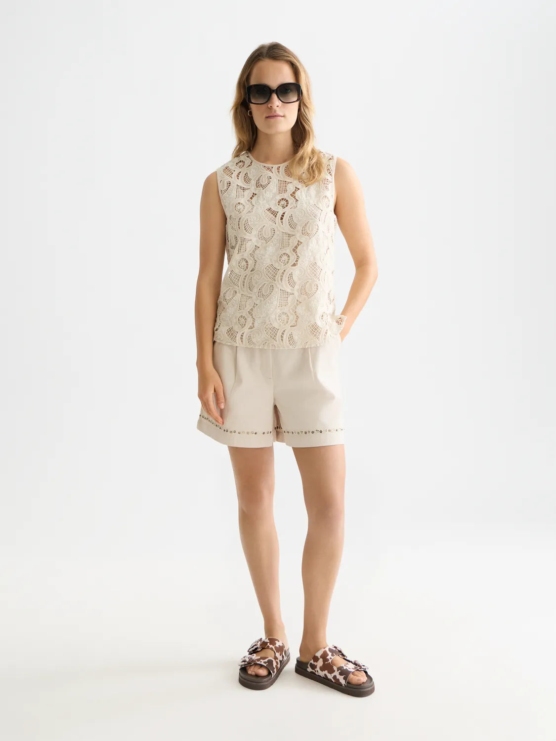 Embellished High Rise Shorts