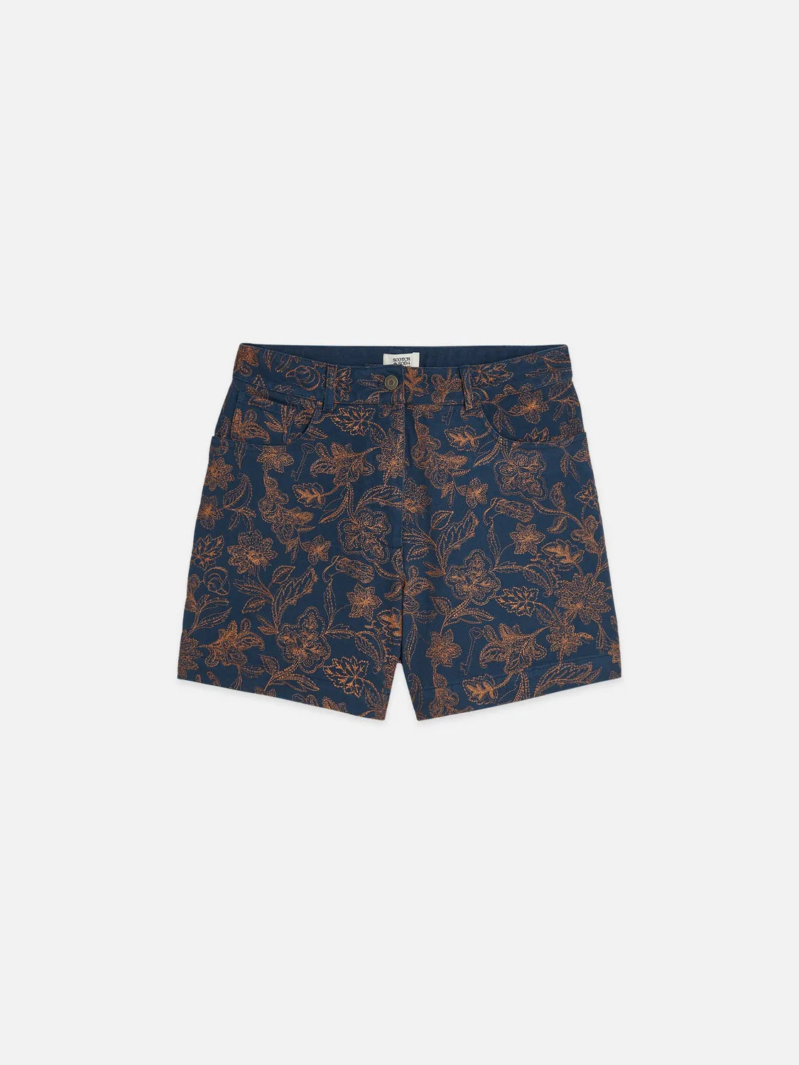 Embroidered High Rise Shorts