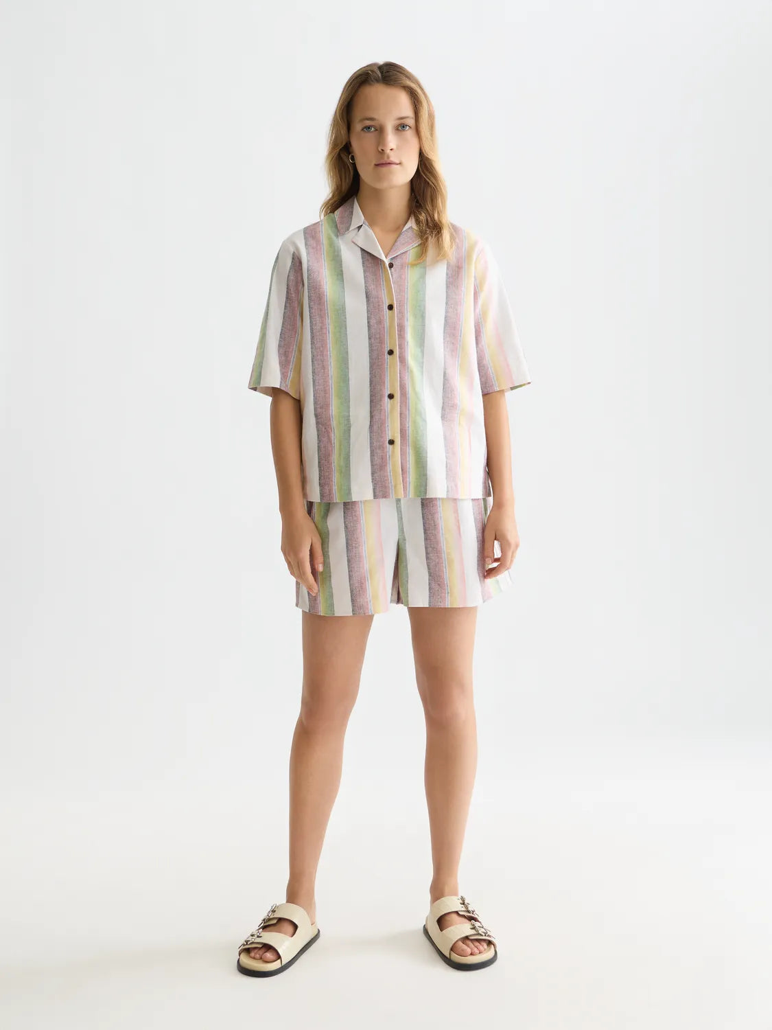Striped Elastic Waist Shorts
