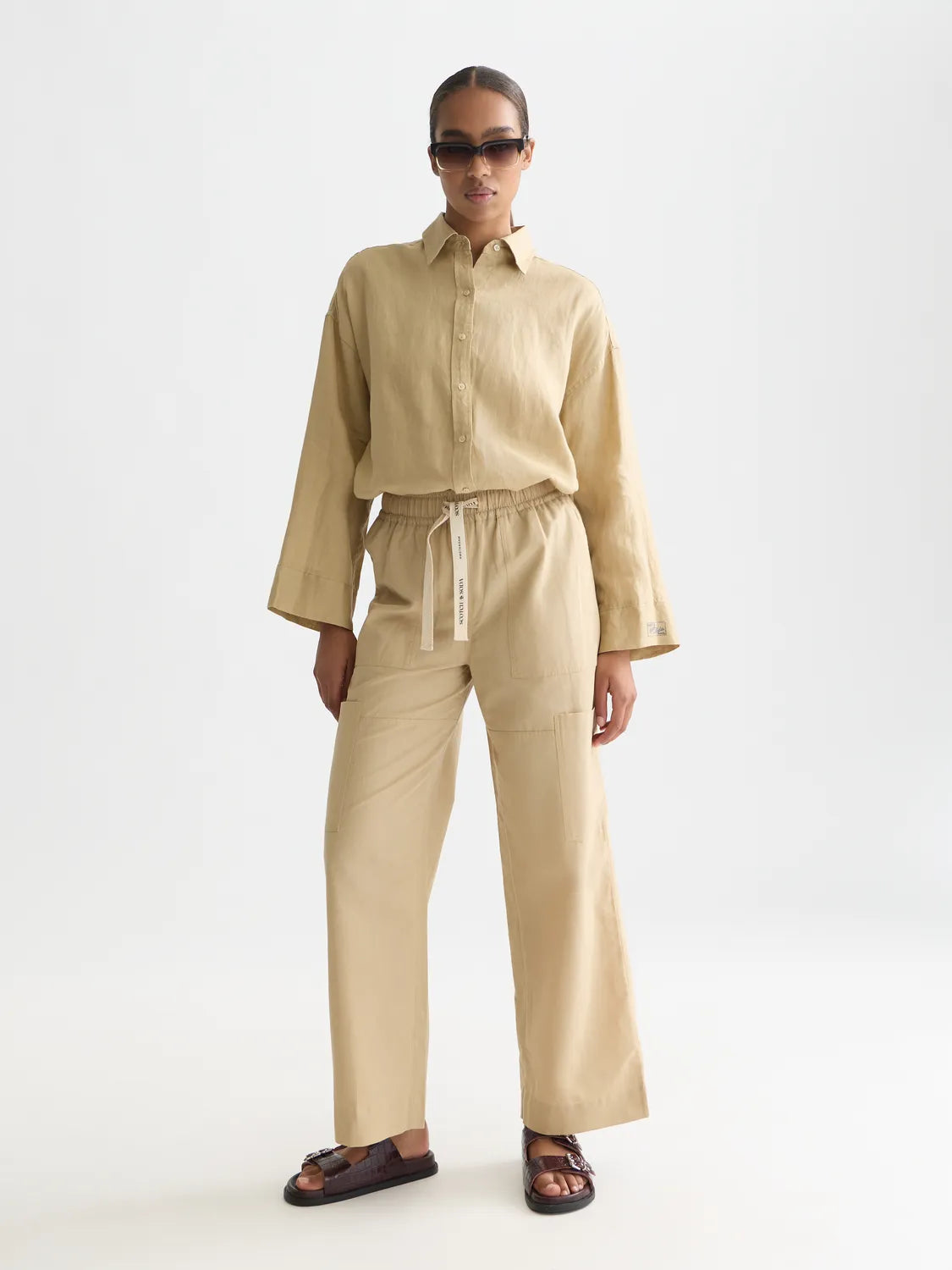 Noa - Linen High-Rise Wide-Leg Relaxed Pull On Pants