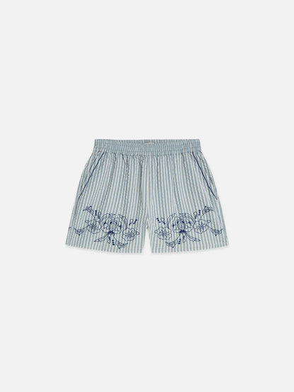 Embroidered Structured Shorts