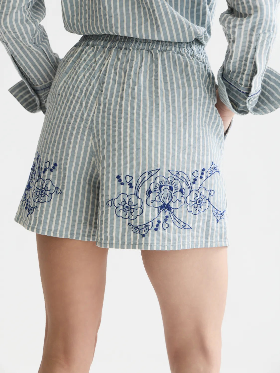 Embroidered Structured Shorts